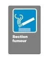 French CSA "Smoking Area" sign in various sizes, shapes, materials & languages + optional features