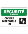 Affiche OSHA « Sécurité d’abord Civière disponible ici » en français: langues, options, formats & matériaux variés