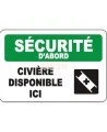 Affiche OSHA « Sécurité d’abord Civière disponible ici » en français: langues, options, formats & matériaux variés