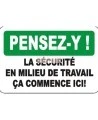 Affiche OSHA «Pensez-y ! La sécurité en milieu de travail ça commence ici !»: langues, options, formats & matériaux variés