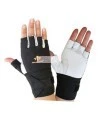 Cowhide & nylon Impacto AirGloves half finger workglove with wrist support for abrasion & impact protection. Sold individually.