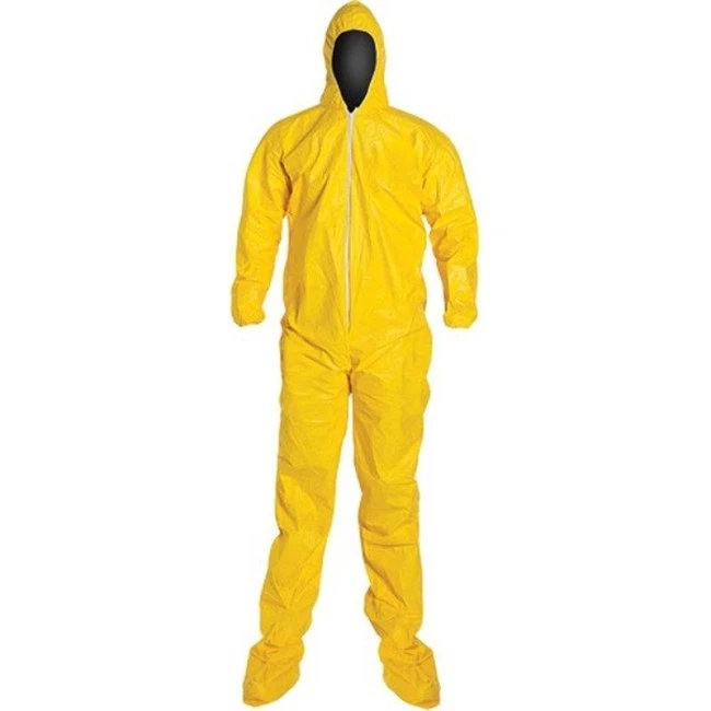 TYCHEM 2000 disposable yellow coverall with hood and boot covers, sold individually