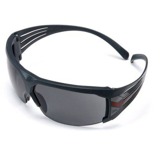Lunette de sécurité SecureFit SF602FGAF pour protection oculaire de 3M. Lentille grise antibuée avec monture grise et rouge