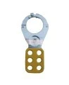 Moraillon (pince à verrouillage) jaune pour 6 cadenas, ayant une ouverture de mâchoire de 1 po. 
