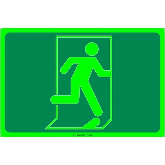 Photo luminescent pictogram sign running man without arrow in various sizes shapes materials 