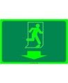 Photo luminescent pictogram sign running man with down arrow in various sizes shapes materials 