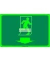 Photo luminescent pictogram sign running man with down arrow in various sizes shapes materials 
