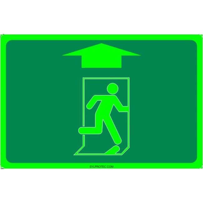 Affiche Sortie pictogramme photoluminescent running man avec flèche haut choix formats matériaux et formes Affiche Sortie pictogramme photoluminescent running man avec flèche haut choix formats matériaux et formes