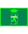 Photo luminescent pictogram sign running man with up arrow in various sizes shapes materials 