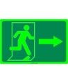 Photo luminescent pictogram sign running man with right arrow in various sizes shapes materials 