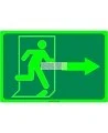 Photo luminescent pictogram sign running man with right arrow in various sizes shapes materials 