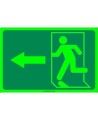 Photo luminescent pictogram sign running man with left arrow in various sizes shapes materials 