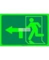 Photo luminescent pictogram sign running man with 90 degree left arrow in various sizes shapes materials 