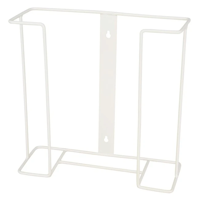 Distributeur de gants mural double en métal pour boîtes de gants, pour installation murale ou sur une table.