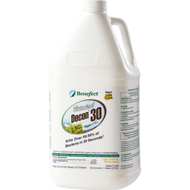 Decon 30 disinfectant with thyme oil effective against mold, bacteria viruses 1 gal US bottle