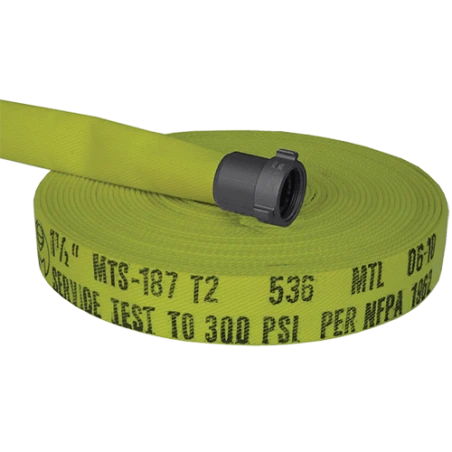 Boyau d’incendie forestier à enveloppe simple, 1.5 po x 50 pi, accouplement en aluminium.