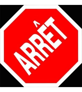 French ARRÊT / LENTEMENT (STOP / SLOW) traffic control paddle for school crossing guard, 12 inches x 12 inches.