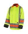 Winter High-visibility coat for roadwork flaggers, compliant with new Transports Québec regulation. 