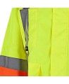 Winter High-visibility coat for roadwork flaggers, compliant with new Transports Québec regulation. 
