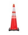 Orange traffic cone whit 2 collar, 36 in. long made from 100% PVC.