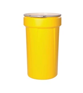 Large oil-only spill kit for oil-based fluids, 55 US gallons, overpacked in drum with screw lid.