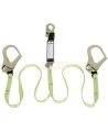 Peakworks Y-lanyard with 2 energy absorbing inner cores, a strong polyester webbing and two scaffold hooks, 110-220 lb.