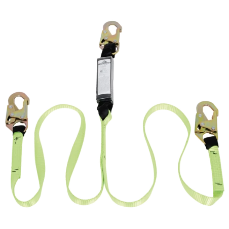 Peakworks Y-lanyard with an energy absorbing pack and a 1 in polyester webbing,110-220 lb