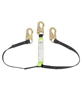 Peakworks Y-lanyard with shock pack, polyester webbing, 200-350 lb