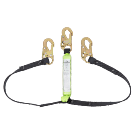 Peakworks Y-lanyard with shock pack, polyester webbing, 200-350 lb