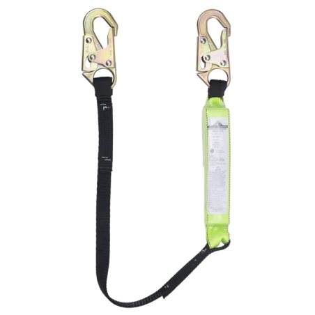 Peakworks polyester web lanyard with an energy absorber and 2 standard carabiners, 1 in.