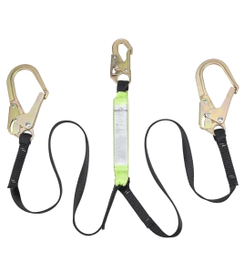 Peakworks Y-lanyard with an energy absorbing inner core and a strong polyester webbing, 200-350 lb.