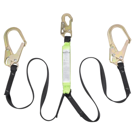 Peakworks Y-lanyard with an energy absorbing inner core and a strong polyester webbing, 200-350 lb.