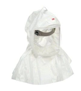 3M white S-series polypropylene hood for respiratory protection systems in health, food and pharmaceutical sectors. S/M size.