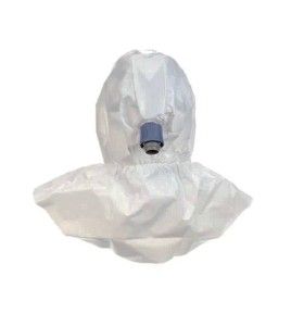 3M white S-series hood for respiratory protection systems in pharmaceutical facilities. One-size-fits-all.