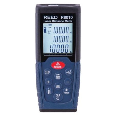 Class 2 laser distance meter & estimating tool measuring imperial & metric. Range: 0.05m to 50m. Supplied by AAA batteries.