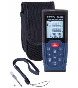 Class 2 laser distance meter & estimating tool measuring imperial & metric. Range: 0.05m to 50m. Supplied by AAA batteries.