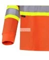 High visibility long-sleeved shirt, neon orange with reflective stripes.