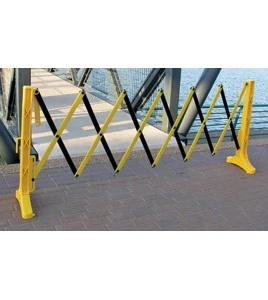 Barrière de sécurité extensible, 11 1/2 pieds (3,5 m), en polypropylène jaune et noir.