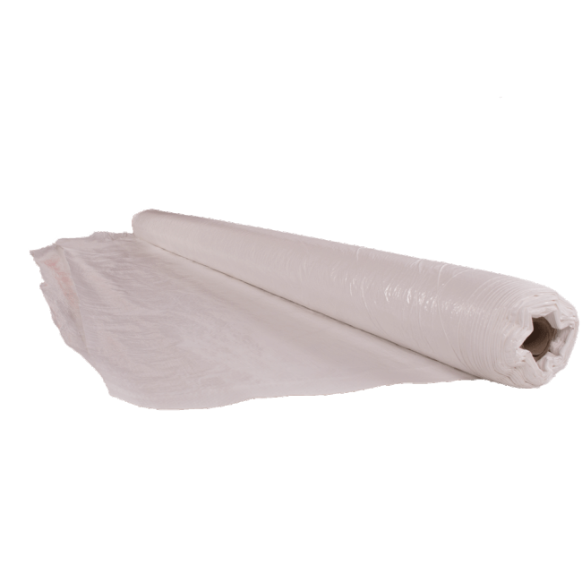 High density (670 denier) white polyethylene rip-free tarp. Thickness: 3 mil. Ideal for asbestos abatement & decontamination. High density (670 denier) white polyethylene rip-free tarp. Thickness: 3 mil. Ideal for asbestos abatement & decontamination.
