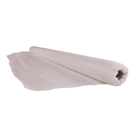 High density (670 denier) white polyethylene rip-free tarp. Thickness: 3 mil. Ideal for asbestos abatement & decontamination.