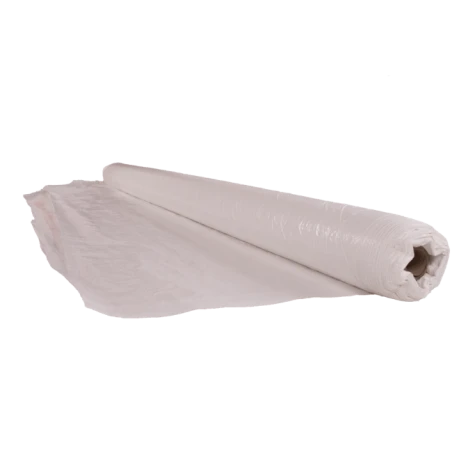 High density (670 denier) white polyethylene rip-free tarp. Thickness: 3 mil. Ideal for asbestos abatement & decontamination.