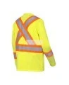 Chandail haute visibilité à manches longues, jaune fluo avec bandes réfléchissantes.
