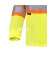 Chandail haute visibilité à manches longues, jaune fluo avec bandes réfléchissantes.