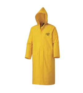 Manteau de pluie en PVC jaune 48 po. de long résistant à la flamme.