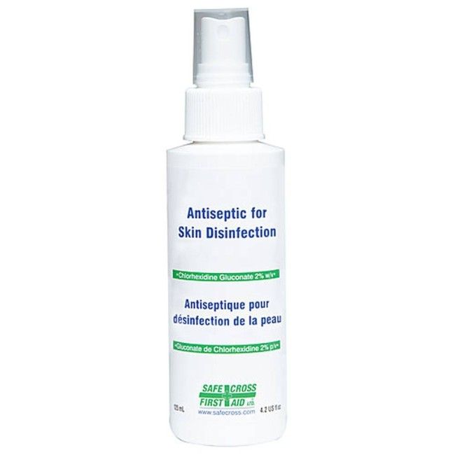 Solution antiseptique en vaporisateur, 125 ml. avec 2% gluconate de chlorhexidine Solution antiseptique en vaporisateur, 125 ml. avec 2% gluconate de chlorhexidine