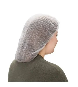 Bonnet bouffant plissé jetable Zenith blanc fait de polypropylène non-tissé, grandeur 24po, vendus en paquet de 100