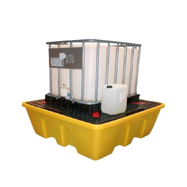 Plateforme modèle 66X66X27.5 po pour entreposer une (1) cage de réservoir GRV ou IBC capacité de 1260 litres (277.2 gal Imp) Plateforme modèle 66X66X27.5 po pour entreposer une (1) cage de réservoir GRV ou IBC capacité de 1260 litres (277.2 gal Imp)