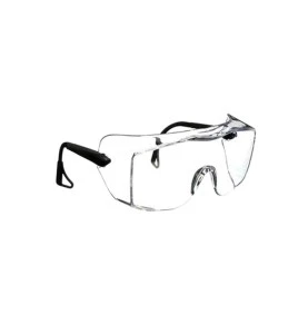 3M OX protective eyewear with DX anti-fog treated clear polycarbonate lens for over-the-glass coverage for prescription glasses.