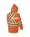High-visibility orange raincoat set made of 150D Oxford weave and polyurethane, sold by setsizes S to 4XL