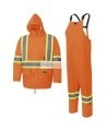 High-visibility orange raincoat set made of 150D Oxford weave and polyurethane, sold by setsizes S to 4XL